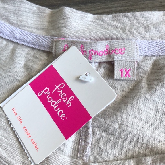 NWT Fresh Produce Lorna Short Sleeve Shirt Dress Cloud Grey Beige 1X Pockets - Picture 13 of 16